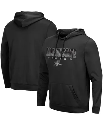 Men's Colosseum Black Jackson State Tigers Blackout 3.0 Pullover Hoodie