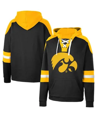 Men's Colosseum Black Iowa Hawkeyes Lace-Up 4.0 Pullover Hoodie