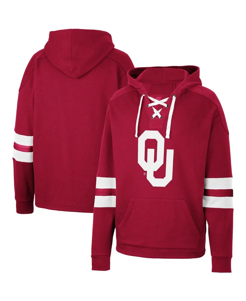 Men's Colosseum Crimson Oklahoma Sooners Lace-Up 4.0 Pullover Hoodie