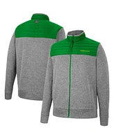 Men's Colosseum Gray, Kelly Green Oregon Ducks Putter Herringbone Full-Zip Jacket