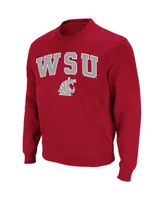 Men's Colosseum Crimson Washington State Cougars Arch & Logo Crew Neck Sweatshirt