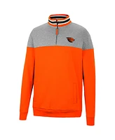 Men's Colosseum Heathered Gray, Orange Oregon State Beavers Be the Ball Quarter-Zip Top