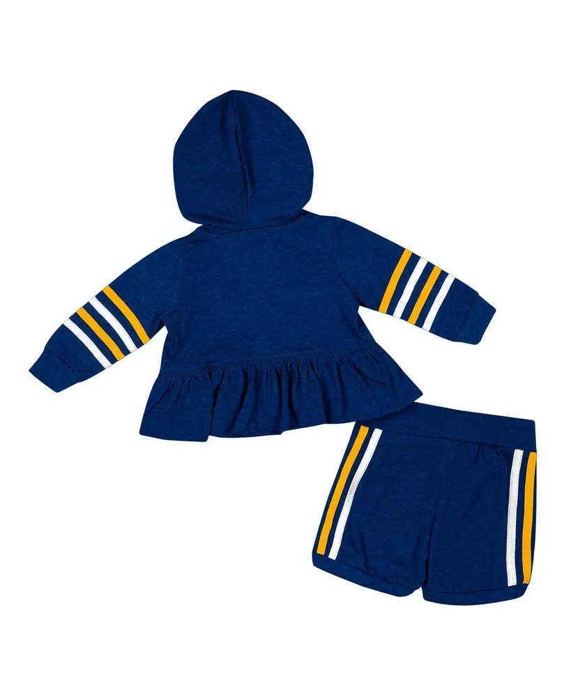Girls Infant Colosseum Navy West Virginia Mountaineers Spoonful Full-Zip Hoodie and Shorts Set