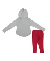 Toddler Girls Colosseum Gray, Crimson Alabama Tide Most Delightful Way Long Sleeve Hoodie T-shirt and Leggings Set