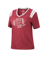 Women's Colosseum Heathered Crimson Alabama Crimson Tide 15 Min Early Football V-Neck T-shirt