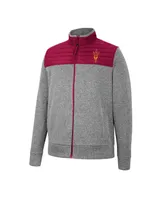 Men's Colosseum Gray, Maroon Arizona State Sun Devils Putter Herringbone Full-Zip Jacket