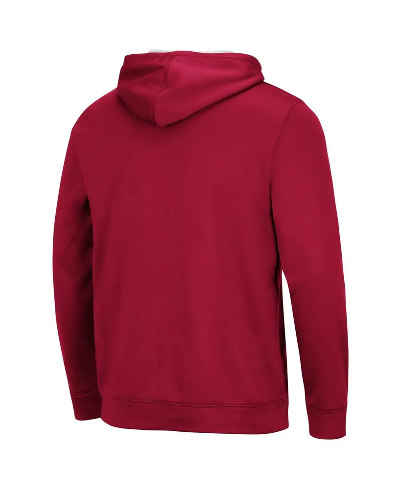 Men's Colosseum Crimson Oklahoma Sooners Slash Stack 2.0 Pullover Hoodie