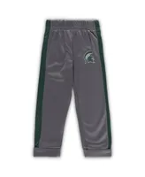 Toddler Boys Colosseum Green, Gray Michigan State Spartans Shark Full-Zip Hoodie Jacket and Pants Set