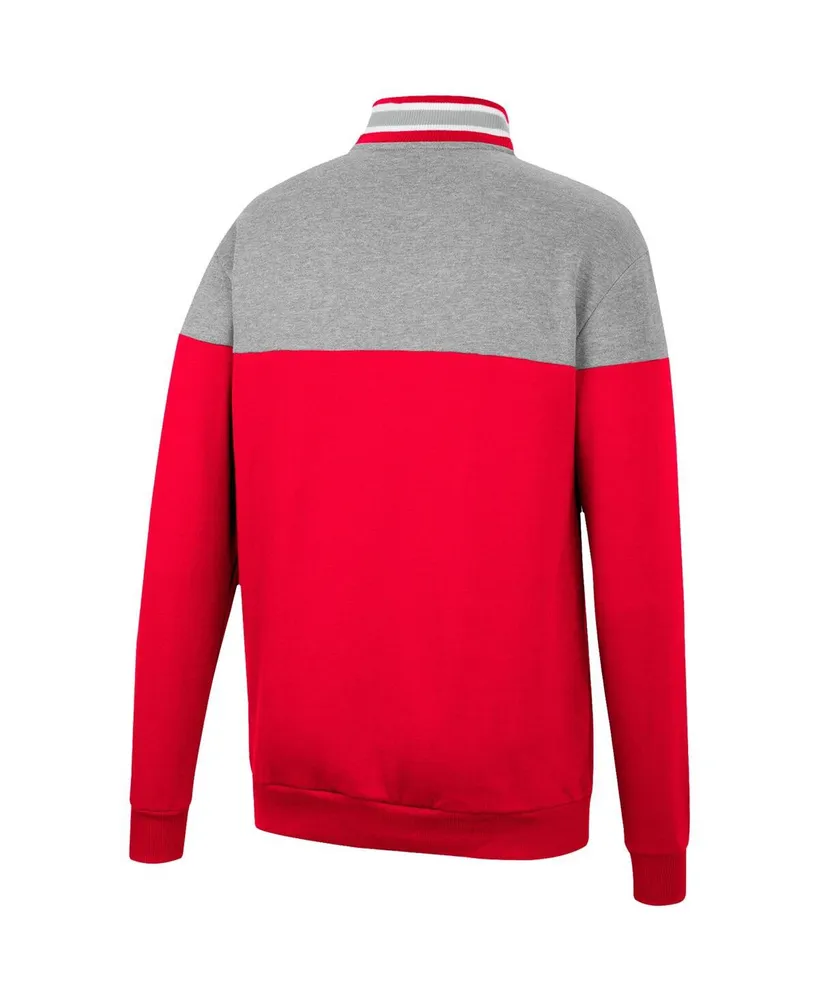 Men's Colosseum Scarlet, Heather Gray Ohio State Buckeyes Be the Ball Quarter-Zip Top