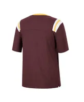 Women's Colosseum Heathered Maroon Arizona State Sun Devils 15 Min Early Football V-Neck T-shirt