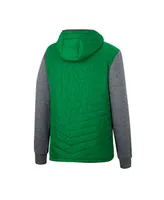 Men's Colosseum Green, Charcoal Oregon Ducks Course Herringbone Full-Zip Hoodie