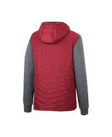 Men's Colosseum Crimson, Charcoal Oklahoma Sooners Course Herringbone Full-Zip Hoodie