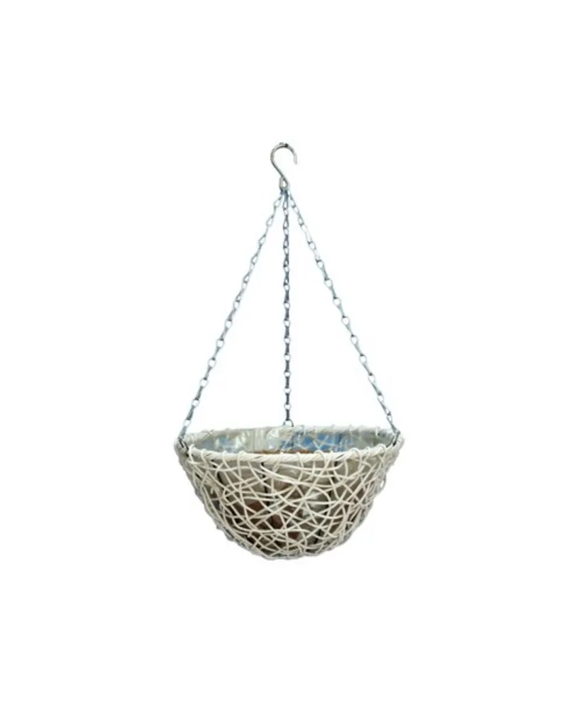 Gardener's Select Resin Wicker Hanging Basket, White, 12"