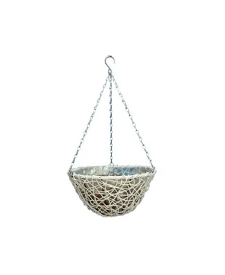 Gardener's Select Resin Wicker Hanging Basket, White, 12"