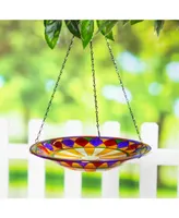 Evergreen Tiffany Inspired Hanging Petal Glass Birdbath