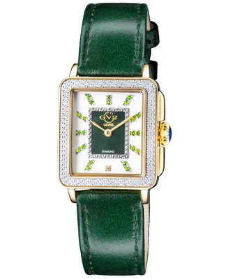 GV2 by Gevril Women's Padova Gemstone Swiss Quartz Diamond Accent Hand Made Italian Leather Strap Watch 27mm x 30mm