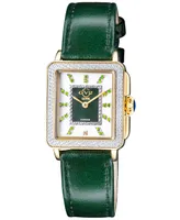 GV2 by Gevril Women's Padova Gemstone Swiss Quartz Diamond Accent Hand Made Italian Leather Strap Watch 27mm x 30mm