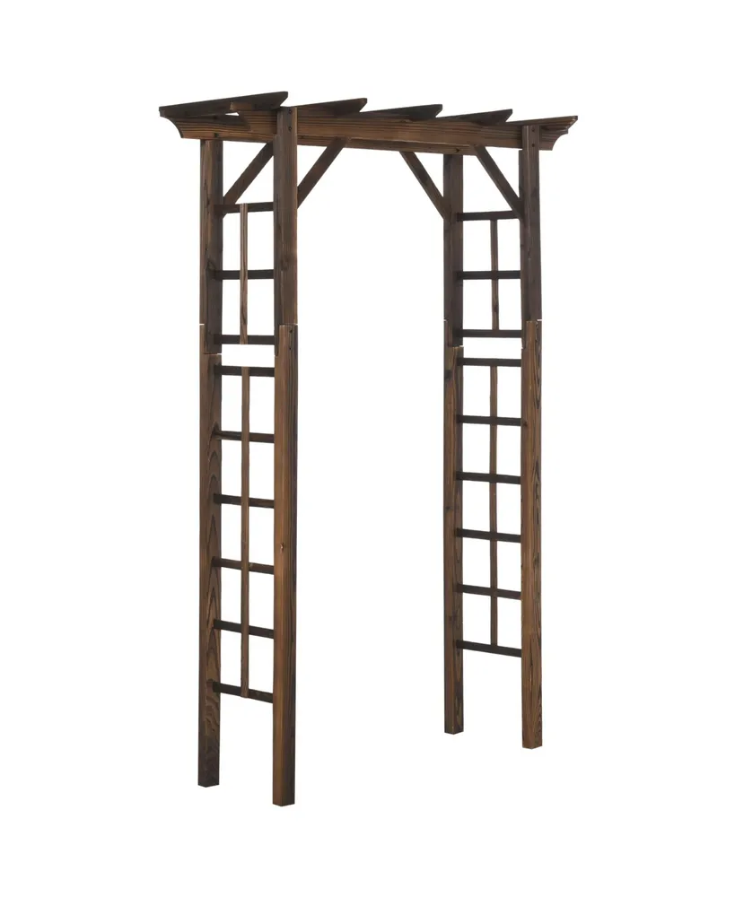 Outsunny 7 ft Natural Wooden Backyard Pergola w/ Side Panel for Climbing Vines