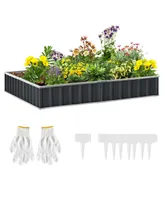 Metal Raised Garden Bed No Bottom Large Steel Planter Box w/ Gloves