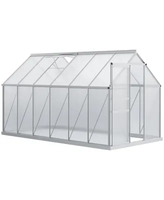 Outsunny 12' x 6' Polycarbonate Walk-in Garden Greenhouse Kit, Silver