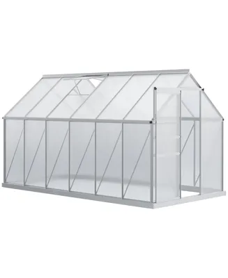 Outsunny 12'x6' Polycarbonate Walk-in Garden house w/ Sliding Door