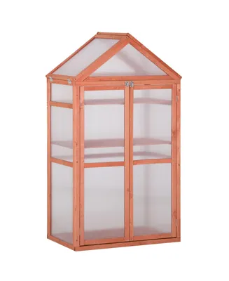 32" x 19" x 54" Wooden Cold Frame Greenhouse Pc Board Orange