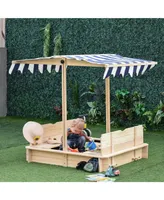 Kids Sandpit Outdoor Backyard Playset w/ Cover Bench Canopy