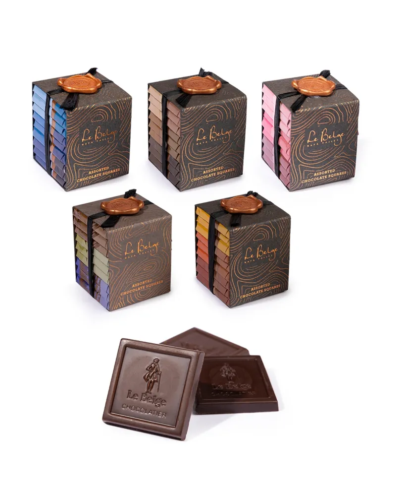 Le Belge Chocolatier Classic Squares Collection 5 Stacks of Deluxe Squares Set, 45 Pieces
