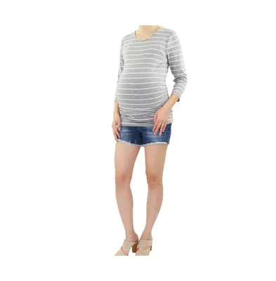 Indigo Poppy Women Stripe Pocket Front Maternity Hoodie