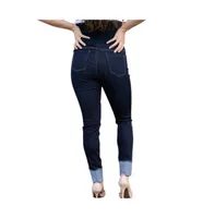 Indigo Poppy Maternity Cuffed Destrcuted Skinny Jean