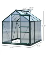 Outsunny 6' x 6' x 7 Greenhouse Aluminum Frame Walk-In Garden Polycarbonate