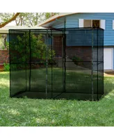 Outsunny Heavy Duty Outdoor Walk-in Crop Cage with Roll-Up Zipper Doors, Cover