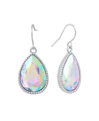 Macy's Pear Shape Crystal Drop Earrings (7/25 ct. t.w.) Fine Silver Plated Brass