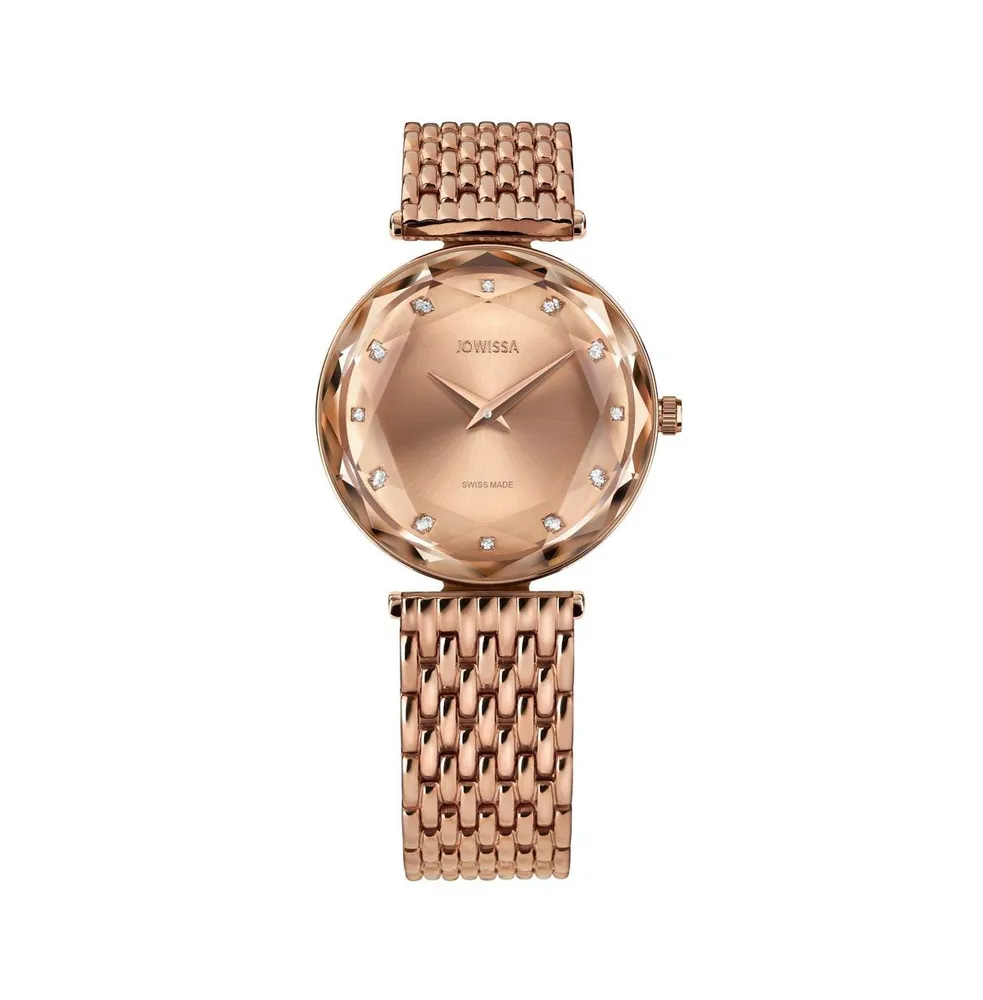 Facet Brilliant Swiss Rose Gold Plated Ladies 30mm Watch