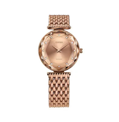 Facet Brilliant Swiss Rose Gold Plated Ladies 30mm Watch