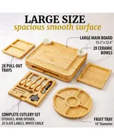 Zulay Kitchen Premium Bamboo Cheese Board Deluxe Set with 4 Piece Knife Set
