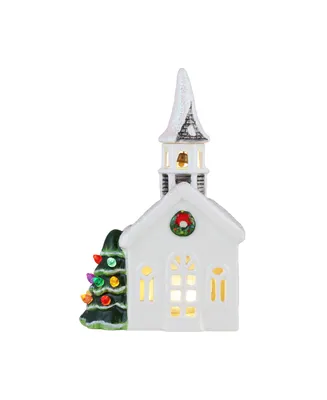 8" Nostalgic Ceramic Village Church Holiday Decor