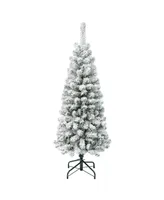 National Tree Company First Traditions 4.5' Acacia Pencil Slim Flocked Tree