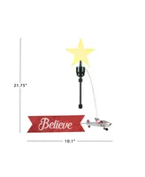 Santa's African American Biplane Animated Tree Topper with Banner Holiday Decor