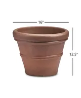 Crescent Garden Brunello Classic Rolled-Rim Planter 16 Inch Rust