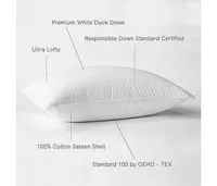 Bokser Home Medium 700 Fill Power Luxury White Duck Down Bed Pillow