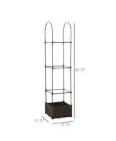 Flower Vine Plant Box Climbing Vine Bars w/ Drainage, Steel Frame