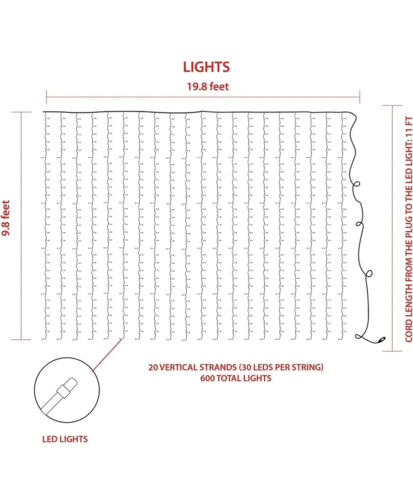 ProductWorks Light String, Bright White Micro, 8 Function, 600 Lights