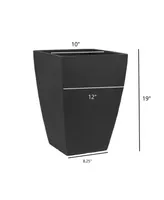 Tusco Products MSQT19BK Modern Planter Tall Square Black 12in x 19in