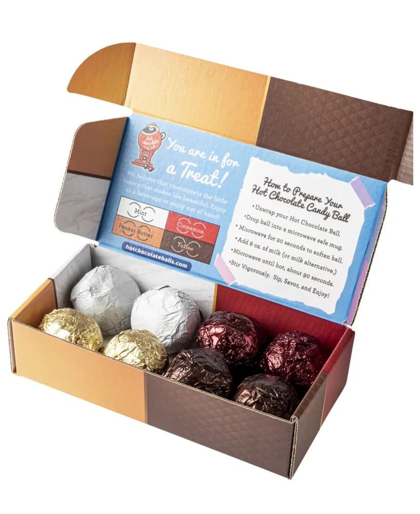 Hot Chocolate Balls Assorted Variety Pack of Hot Chocolate Candy Balls Gift Box Set, 8 Piece