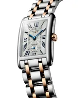 Longines Women's Swiss DolceVita 18K Rose Gold & Stainless Steel Bracelet Watch 23x37mm