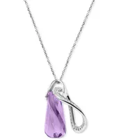 Amethyst (9 ct. t.w.) & Cubic Zirconia (1/3 18" Pendant Necklace Sterling Silver