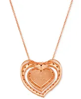 Le Vian Godiva x Le Vian Chocolate & Nude Diamond (1-1/4 ct. t.w.) Heart 20" Adjustable Pendant Necklace in 14k Rose Gold