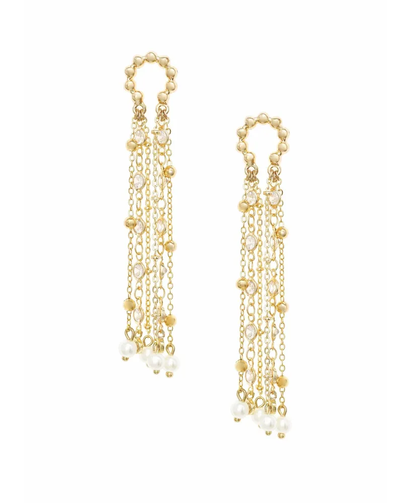 Ettika Imitation Pearly Gates Earrings in 18K Gold Plating