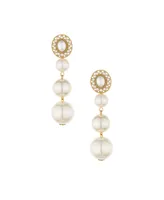 Ettika Graduating Imitation Pearl Earrings in 18K Gold Plating